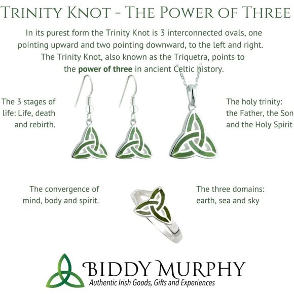 Irish Celtic Trinity Knot Silver Rhodium Plated Earrings Elegant Dangle Jewelry - Picture 5 of 9